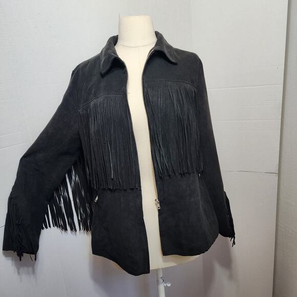 Pre-Loved H&M Cowboy-Style Suede Jacket – Fringe Detail - Picture 1 of 7